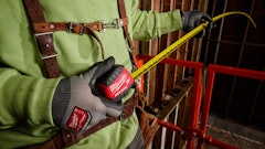 Milwaukee Tool Wide Blade Tape Measures include a finger stop for quick and controlled blade retraction and a double-sided anti-tear coating that reinforces the first 6 in. of the blade.