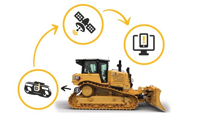 The small electronic sensor installs in a customized pocket in the track link for protection.