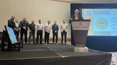 A photo from the SWIFTT event. The FDOT secretary is at the podium with the participants in the past (except Dan Hurtado, FDOT, second from left).