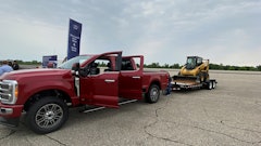 This demo showed that the truck alerts the driver that the equipment needs to come forward on the trailer for safe towing.