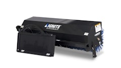 The angle broom is available in working widths of 72 or 84 in. with a manual or hydraulic angling option and universal harness.
